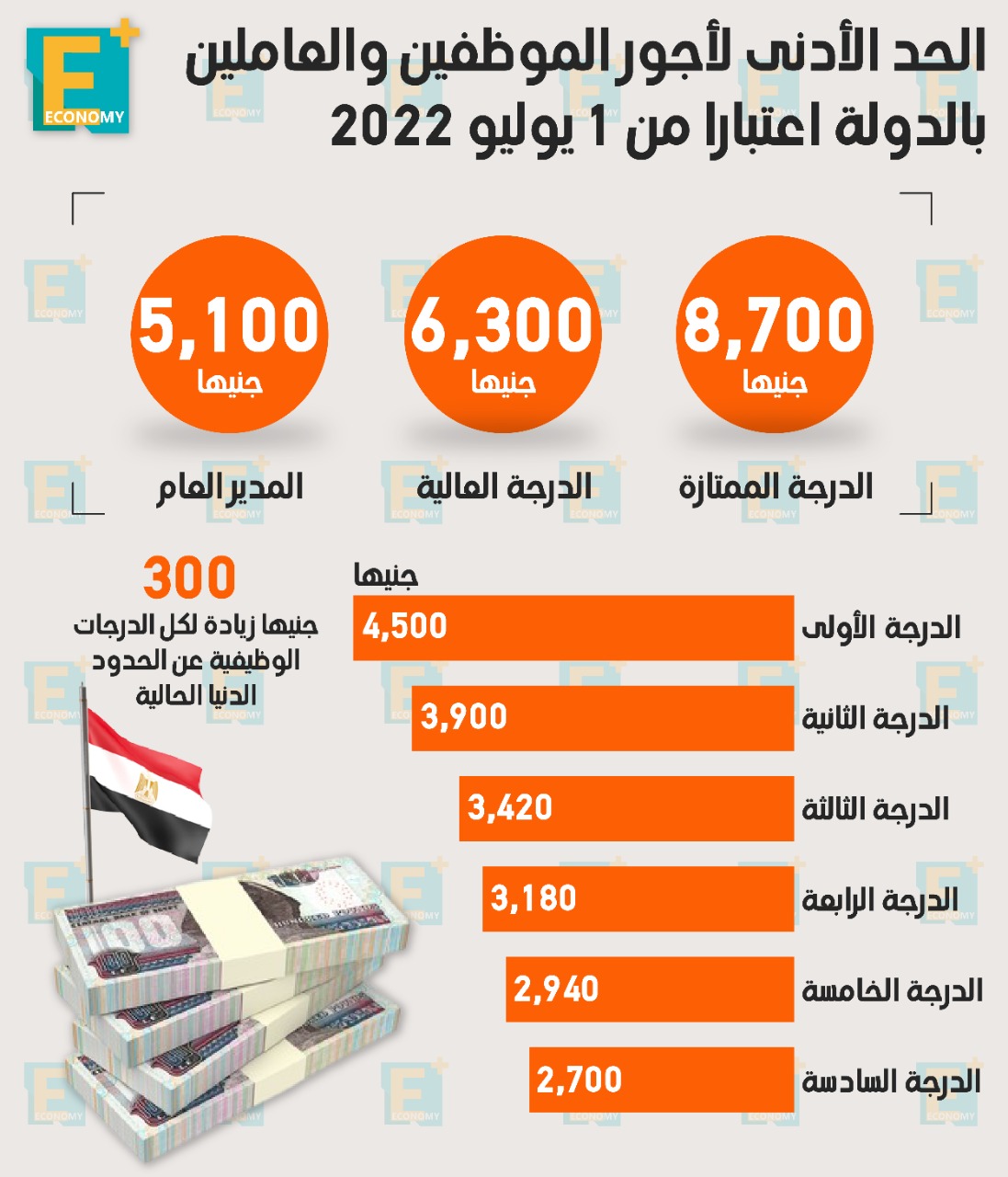 الحد الأدنى لأجور الموظفين والعاملين بالدولة اعتبارا من 1 يوليو 2022