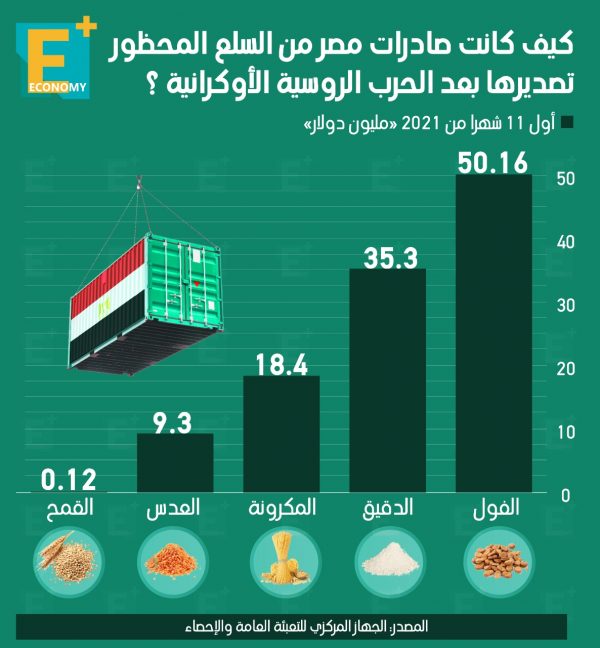 كيف كانت صادرات مصر من السلع المحظور تصديرها بعد الحرب الروسية الأوكرانية؟