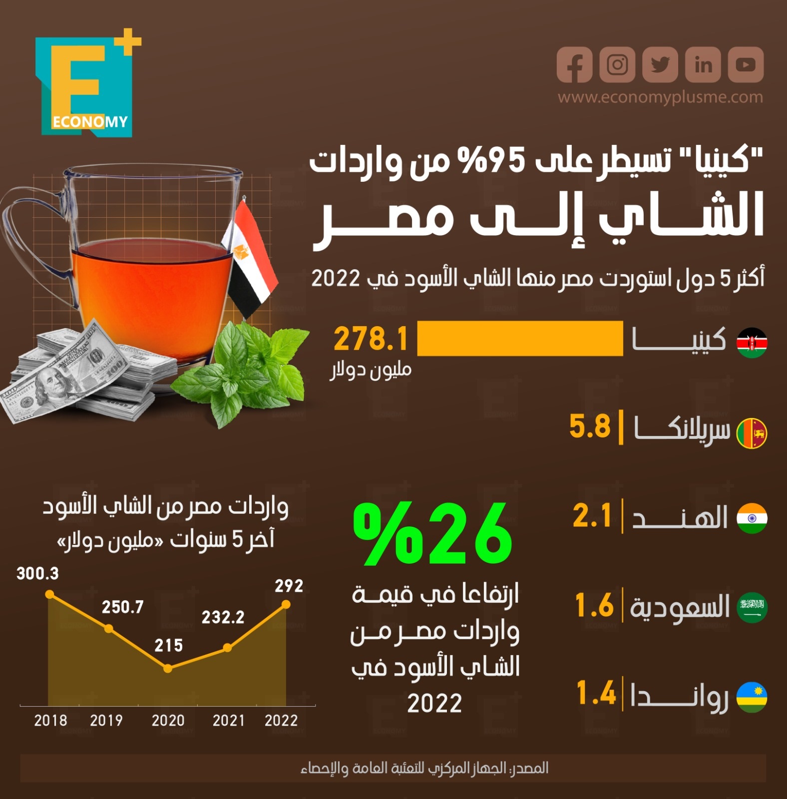 “كينيا” تُسيطر على 95% من واردات الشاي إلى مصر