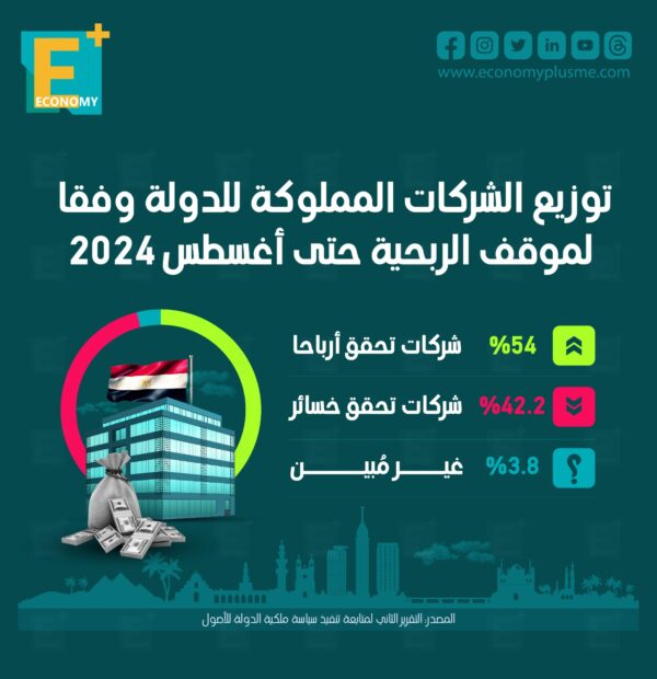 توزيع الشركات المملوكة للدولة وفقًا لموقف الربحية حتى أغسطس 2024