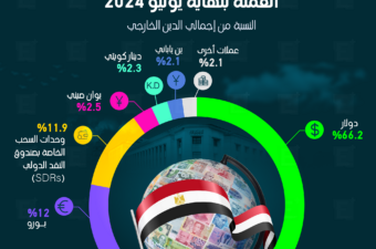 هيكل الدين الخارجي لمصر حسب العملة بنهاية يونيو 2024