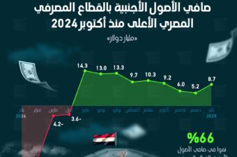 صافي الأصول الأجنبية بالقطاع المصرفي المصري الأعلى منذ أكتوبر 2024