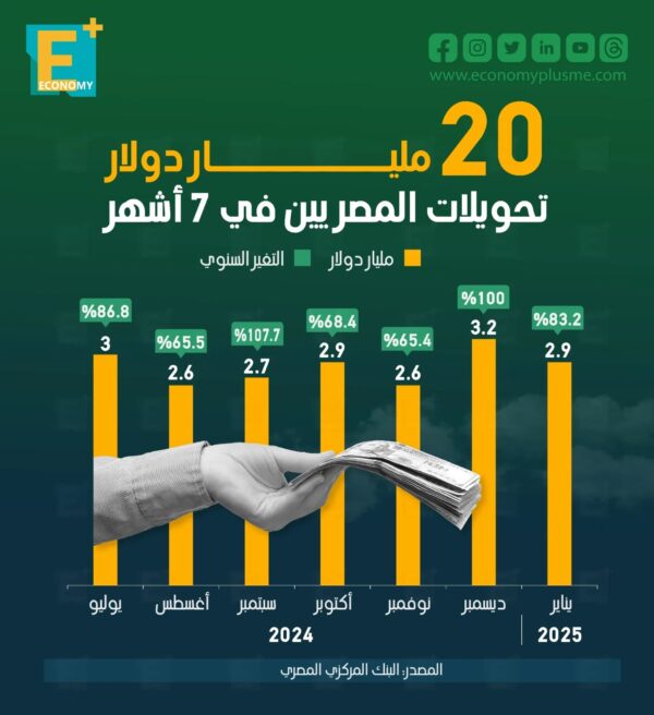 20 مليار دولار تحويلات المصريين في 7 أشهر