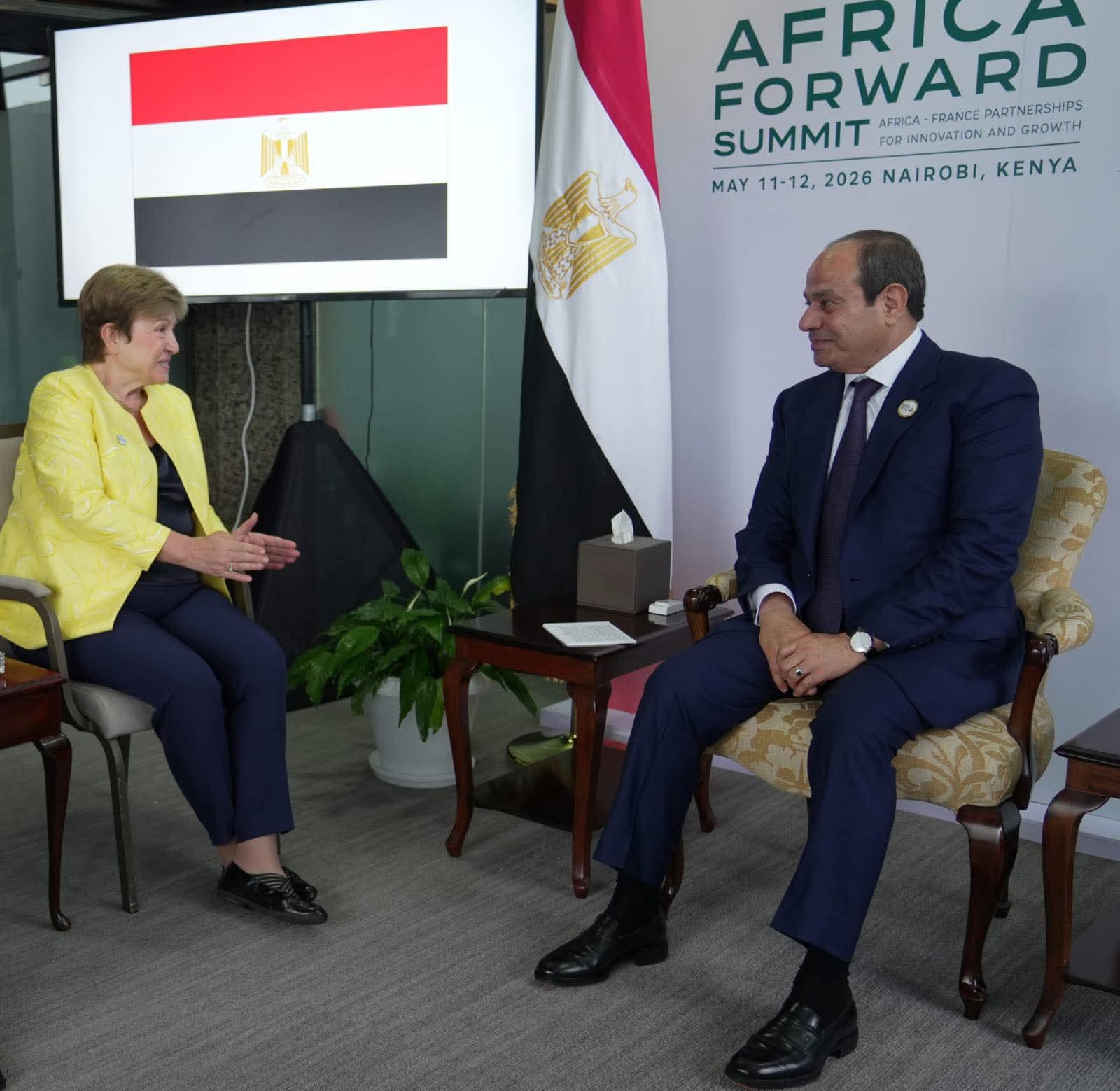 الرئيس السيسي يلتقي مديرة صندوق النقد ويؤكد التزام مصر باستكمال الإصلاحات الاقتصادية