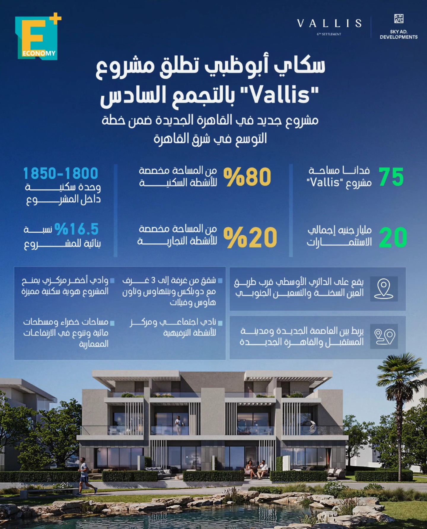 سكاي أبوظبي تطلق مشروع “Vallis” بالتجمع السادس